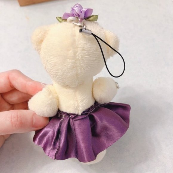 Cute Bear Plush with Purple Flower Keychain (NEW) - Picture 6 of 9